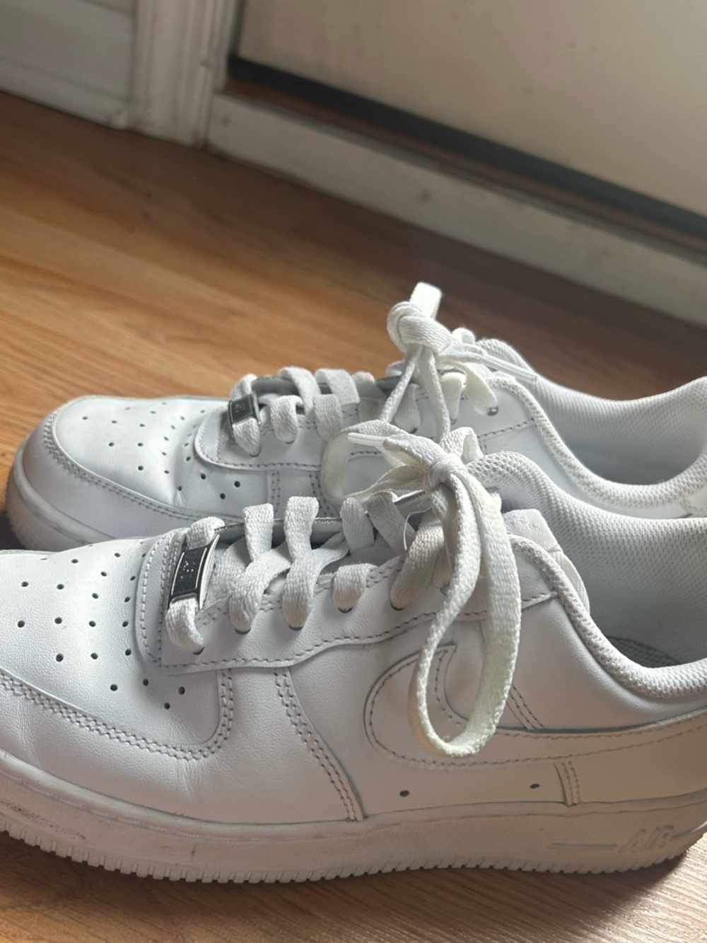 Nike White Leather Low-Top Sneakers with White Laces